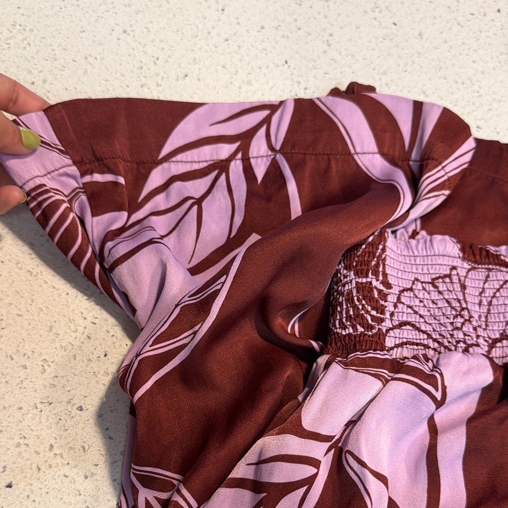 Maeve Burgundy and White Floral Wide-Leg Pants - Picture 3 of 6